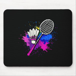 Farbenfrohe Shuttle Racket Badminton Player Mousepad