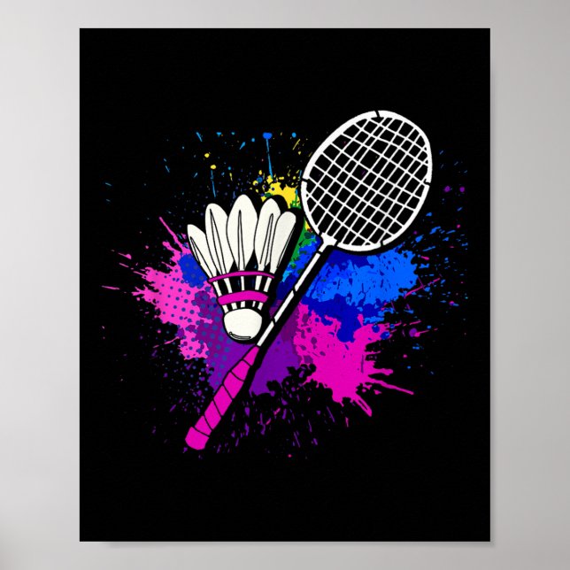 Farbenfrohe Shuttle-Racket _ Badminton Player Poster (Vorne)