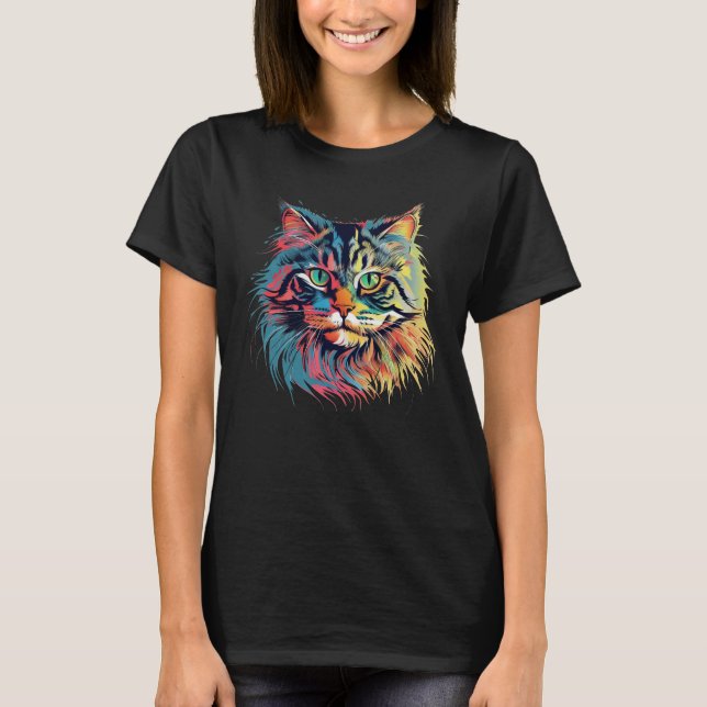farbenfrohe sibirische Katze T-Shirt (Vorderseite)