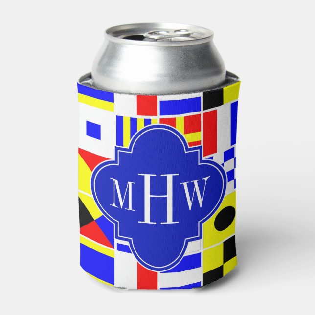 Farbenfrohe Signale Royal 3I Monogram Dosenkühler (Kanne Vorderseite)