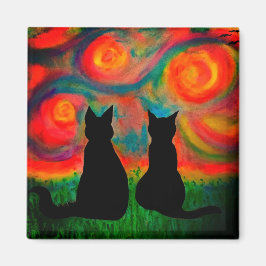 Farbenfrohe Silhouette Cat Magnet