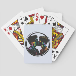 Farbenfrohe Silhouette des Niedlichen Schwulenpaar Spielkarten
