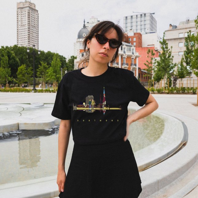 Farbenfrohe Silhouette T-Shirt (Dortmund, Germany, black t-shirt for women)