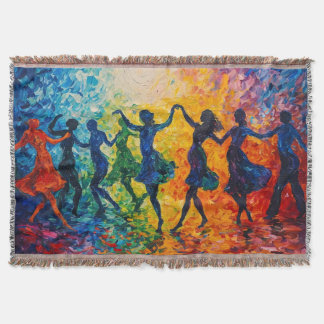 Farbenfrohe Silhouetten tanzen Decke