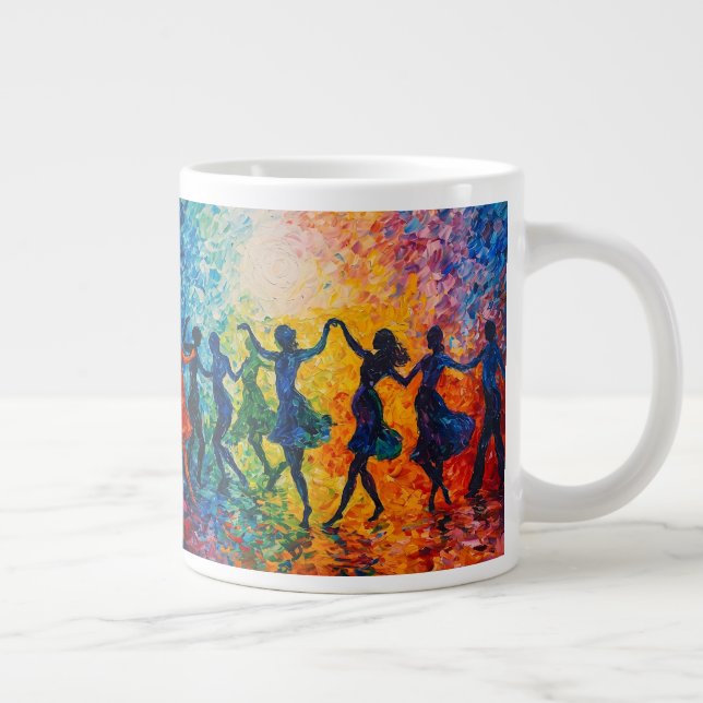 Farbenfrohe Silhouetten tanzen Jumbo-Tasse (Rechts)