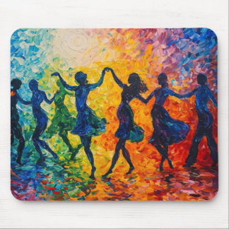 Farbenfrohe Silhouetten tanzen Mousepad