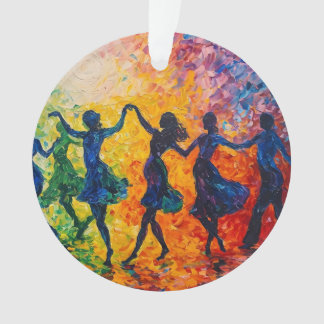 Farbenfrohe Silhouetten tanzen Ornament
