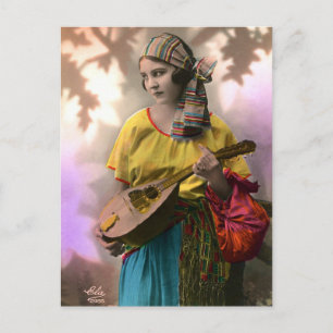 Farbenfrohe Sinti und Roma Girl Postcard Postkarte