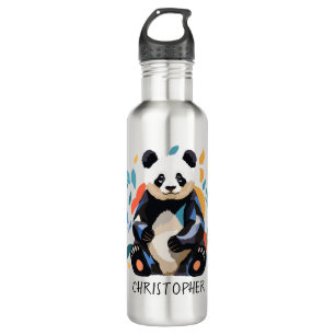 Farbenfrohe Sitting Panda Bären Matisse Inspiriert Edelstahlflasche