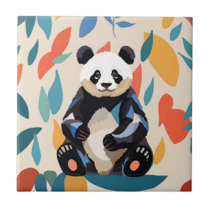 Farbenfrohe Sitting Panda Bären Matisse Inspiriert Fliese