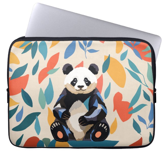 Farbenfrohe Sitting Panda Bären Matisse Inspiriert Laptopschutzhülle (Vorderseite)