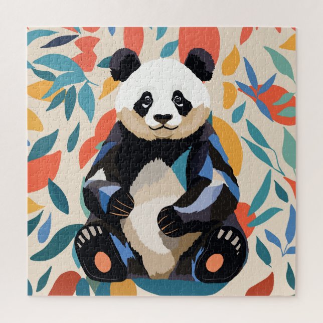 Farbenfrohe Sitting Panda Bären Matisse Inspiriert Puzzle (Vertikal)