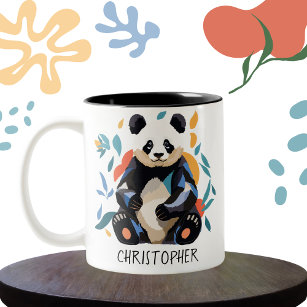 Farbenfrohe Sitting Panda Bären Matisse Inspiriert Zweifarbige Tasse