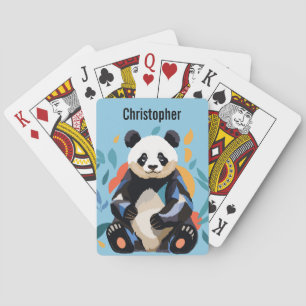 Farbenfrohe Sitzen Panda Bär Personalisierter Name Spielkarten