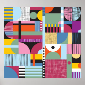 Farbenfrohe Skandinavier: fröhliches Muster Mix. Poster