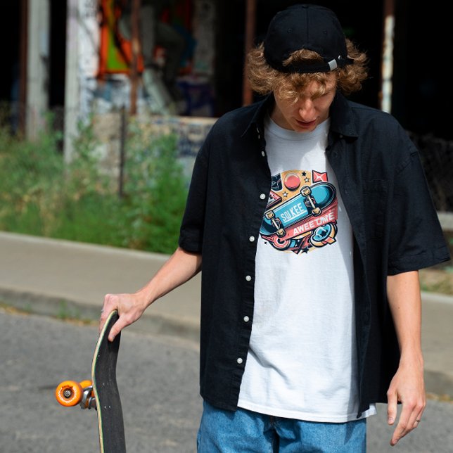 Farbenfrohe Skateboard Sokee Awetime T - Shirt (Von Creator hochgeladen)