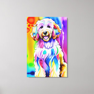 Farbenfrohe Sketch Happy Goldendoodle Dog Leinwanddruck