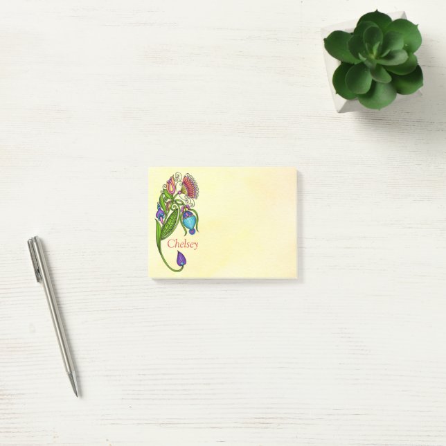 Farbenfrohe Sketchy Doodle-Blume Post-it Klebezettel (Büro)