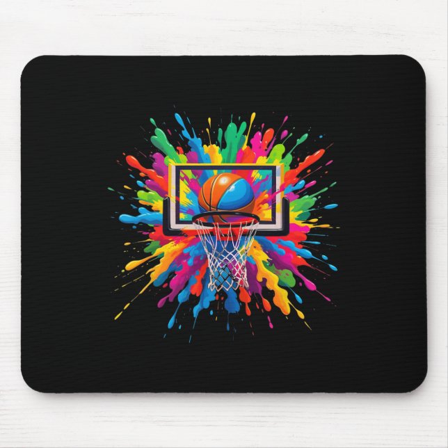 Farbenfrohe Sketll Tie Dye Hoop Netz Slam Dunk Spl Mousepad (Vorne)
