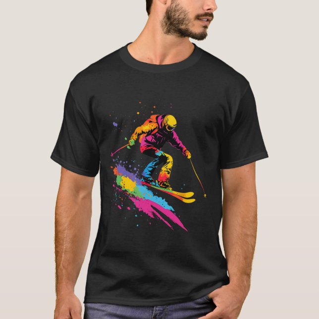 Farbenfrohe Skipiste T-Shirt (Vorderseite)