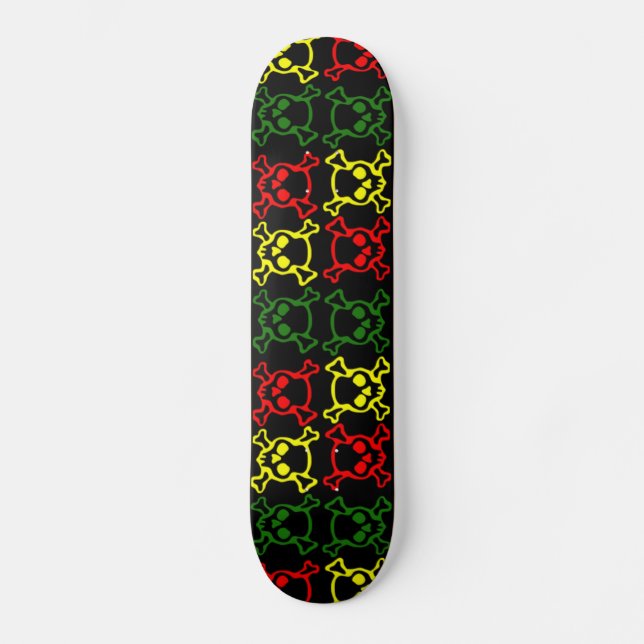 Farbenfrohe Skulls Skateboard (Vorderseite)