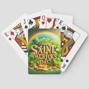 Farbenfrohe, skurrile Rainbow St. Patrick's Day Spielkarten