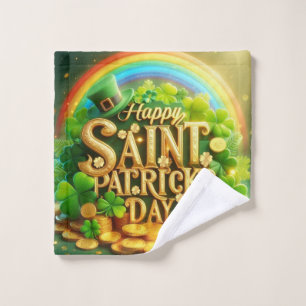 Farbenfrohe, skurrile Rainbow St. Patrick's Day Waschlappen