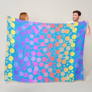 Farbenfrohe Skyblue Abstrakt Pattern Polka Dots Fleecedecke