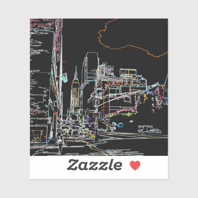 Farbenfrohe Skyline in Manhattan Aufkleber (Blatt)