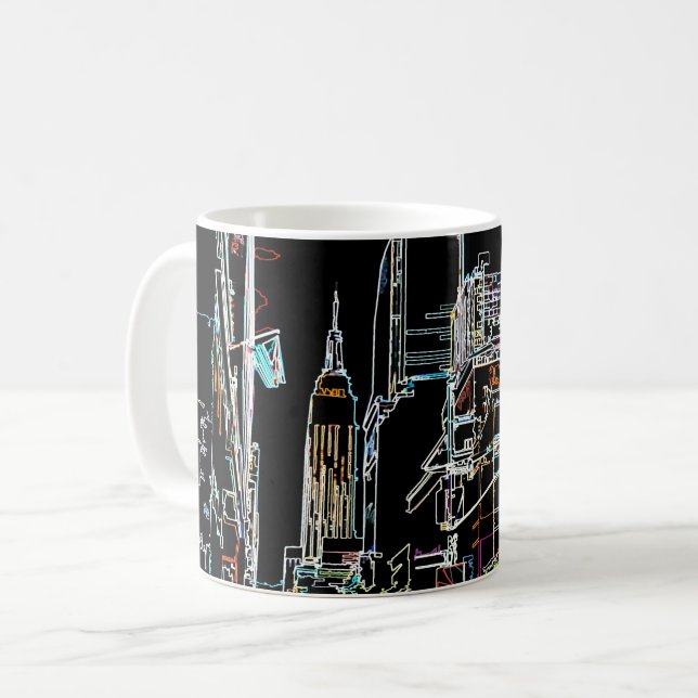 Farbenfrohe Skyline in Manhattan Kaffeetasse (Vorderseite Links)