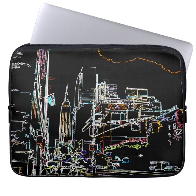 Farbenfrohe Skyline in Manhattan Laptopschutzhülle (Vorderseite)