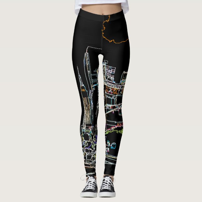 Farbenfrohe Skyline in Manhattan Leggings (Vorderseite)