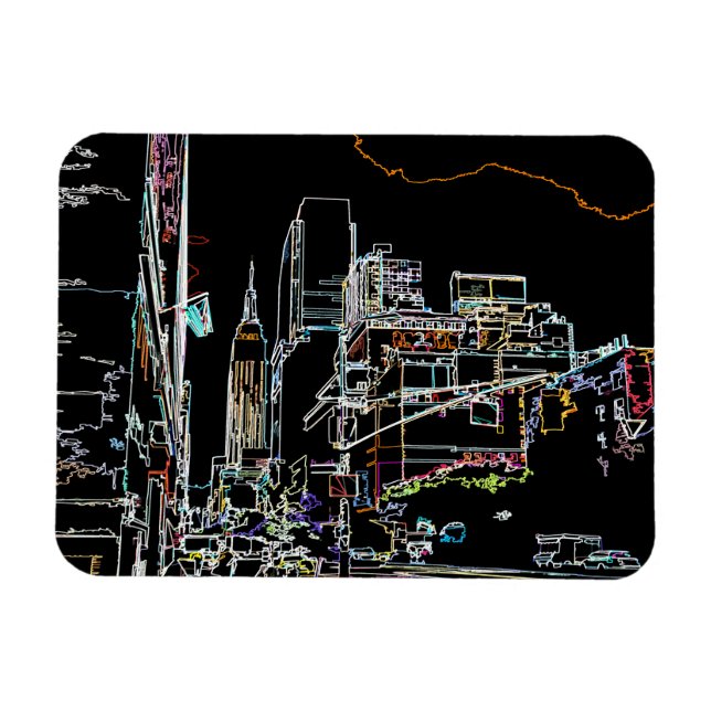 Farbenfrohe Skyline in Manhattan Magnet (Horizontal)
