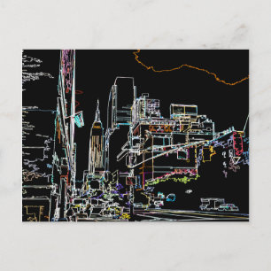 Farbenfrohe Skyline in Manhattan Postkarte