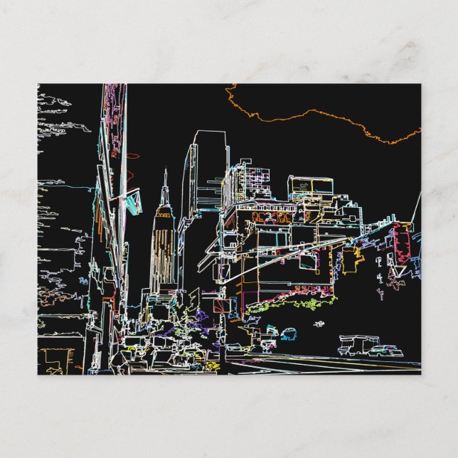 Farbenfrohe Skyline in Manhattan Postkarte (Vorderseite)