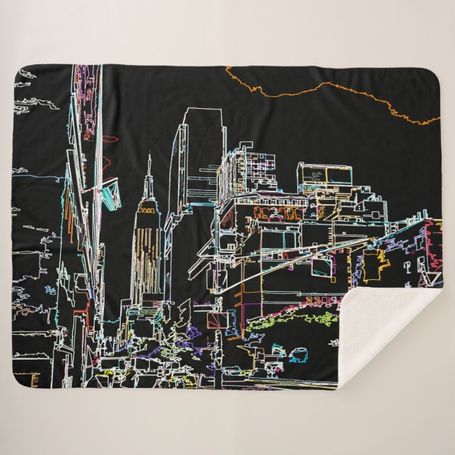 Farbenfrohe Skyline in Manhattan Sherpadecke (Vorderseite (Horizontal))