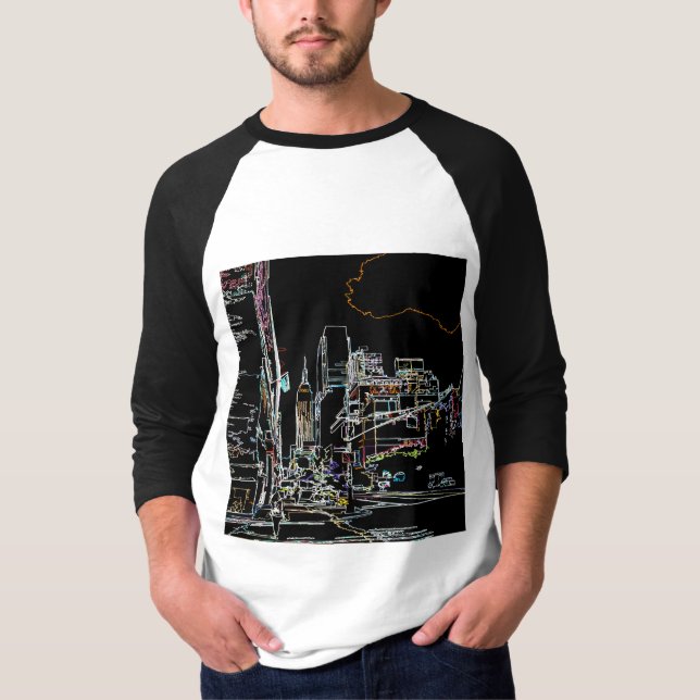 Farbenfrohe Skyline in Manhattan T-Shirt (Vorderseite)