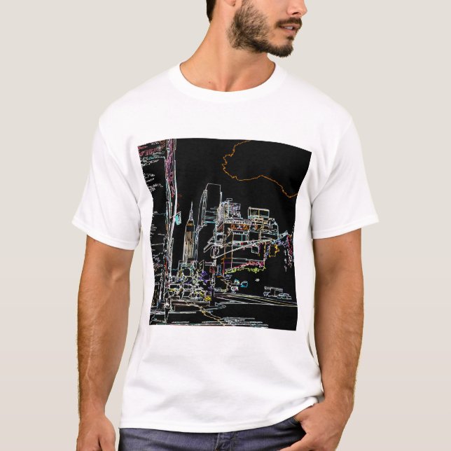Farbenfrohe Skyline in Manhattan T-Shirt (Vorderseite)