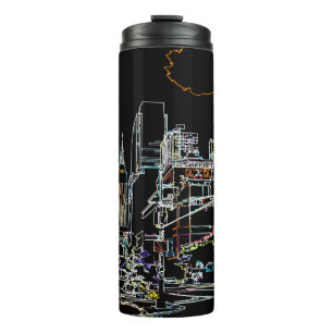 Farbenfrohe Skyline in Manhattan Thermosbecher