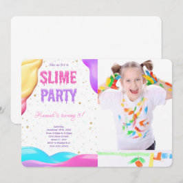 Farbenfrohe Slime Birthday Party Foto Einladung