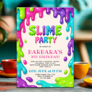 Farbenfrohe Slime Party Geburtstagsbash für Kinder Einladung