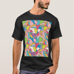 Farbenfrohe Snowboarder: Vintages nahtloses Muster T-Shirt