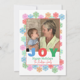 Farbenfrohe Snowflake Foto Ferienkarte Einladung