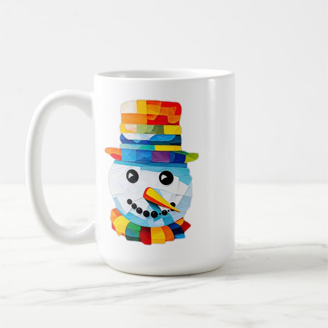 Farbenfrohe Snowman Tissue Paper Art Christmas Kaffeetasse (Links)