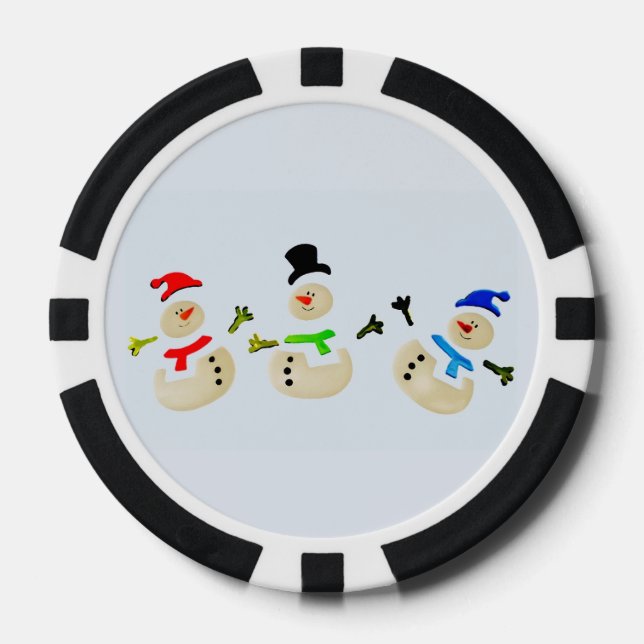 Farbenfrohe Snowman Weihnachtsfeier Pokerchips (Vorderseite)