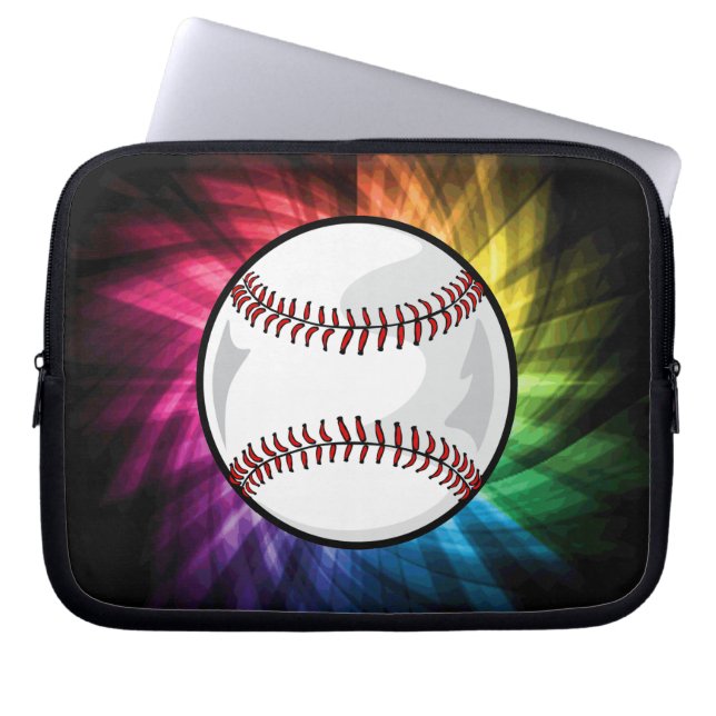 Farbenfrohe Softball; Baseball Laptopschutzhülle (Vorderseite)