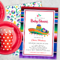 Farbenfrohe Sombrero Fiesta Kinderdusche Einladung