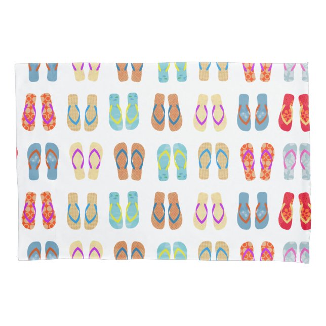 Farbenfrohe Sommer Beach Flip Flops Beach Pillow C Kissenbezug (Vorderseite)