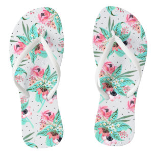 Farbenfrohe Sommer-Blume, schlanke Riemen Flip Flo Flip Flops