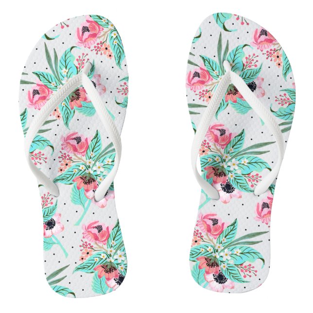 Farbenfrohe Sommer-Blume, schlanke Riemen Flip Flo Flops (Fußbett)